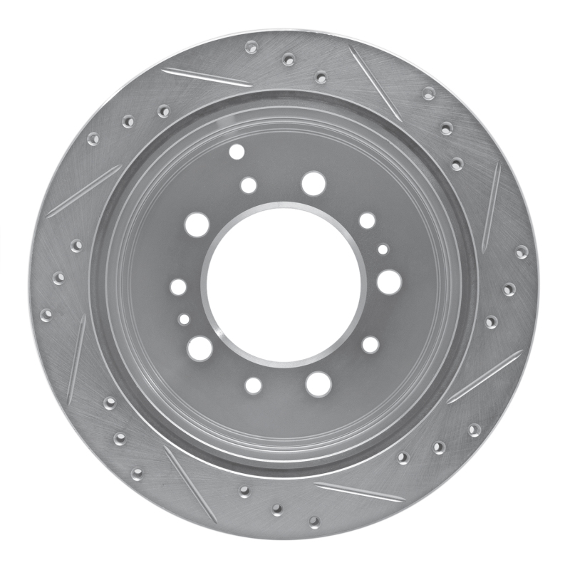 Lexus LX470 Brake Rotor (1) - Rear Left - R1 Concepts - Drilled & Slotted - Silver - `98-`07